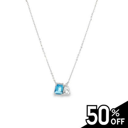 Two-Stone Blue and White Topaz Necklace