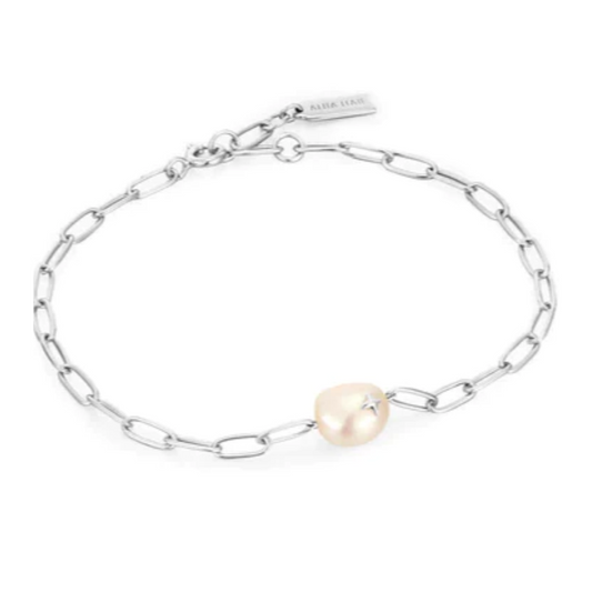 Ania Haie | Silver Pearl Sparkle Chunky Chain Bracelet