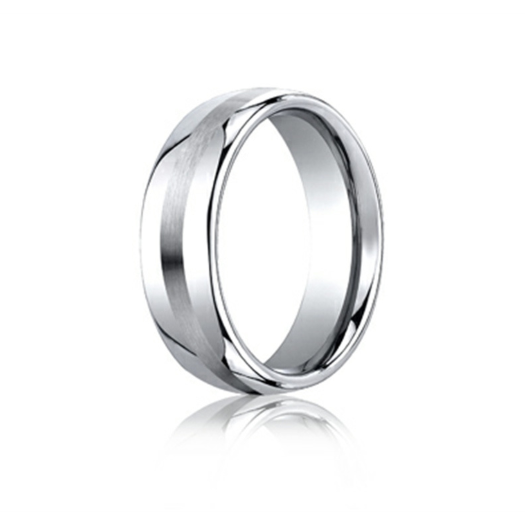 Comfort-Fit Cobalt Satin Center Finish Wedding Band