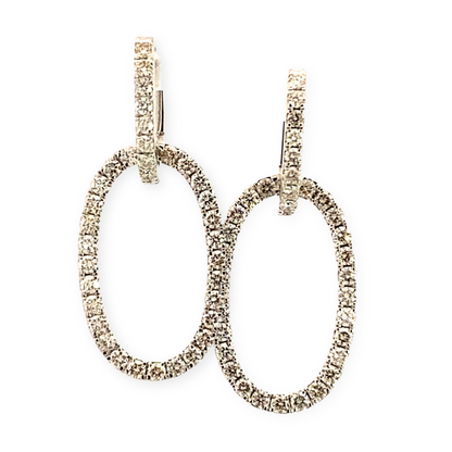 14K Yellow Gold Diamond Drop Hoops