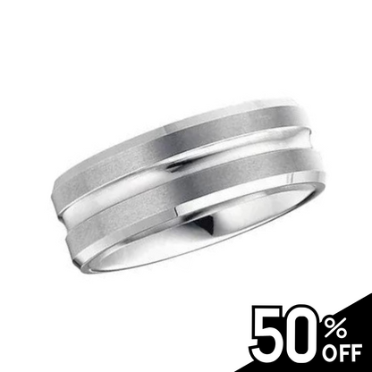 Tungsten Grooved Beveled Band