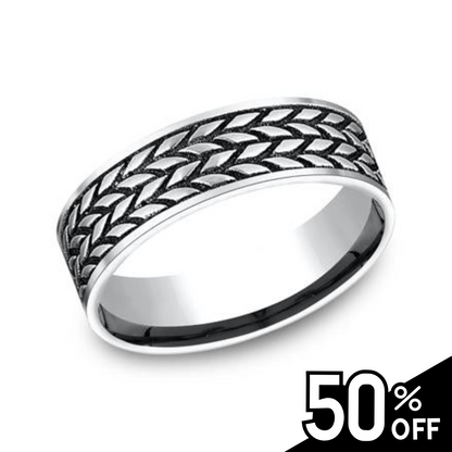 Tire Pattern Center Wedding Band