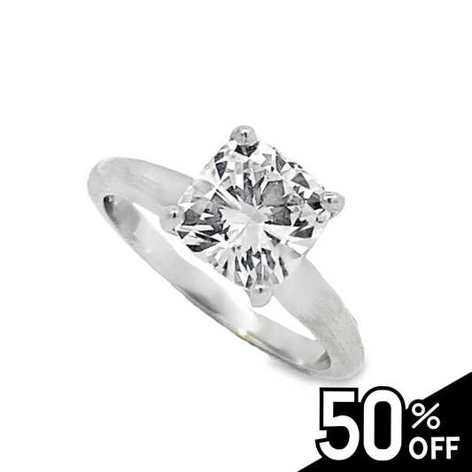 Die Struck Classic Cushion Cut Solitaire Engagement Ring