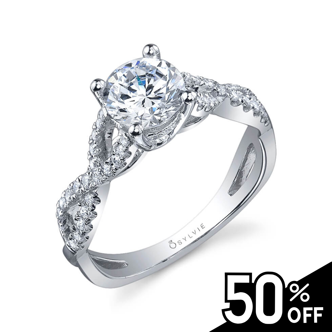 14K White Gold Diamond Engagement Ring