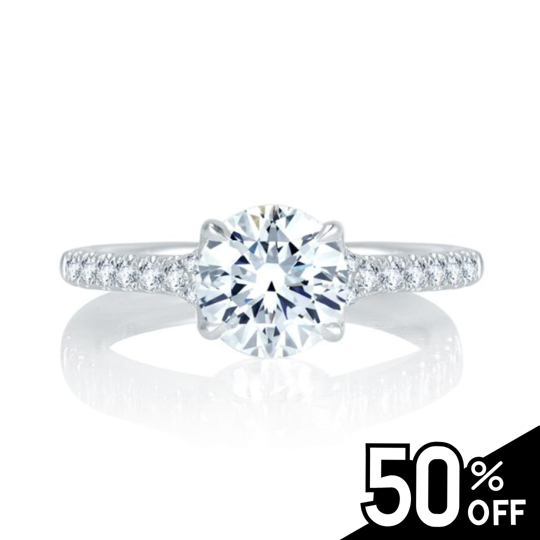 Round Solitaire Diamond Center Engagement Ring