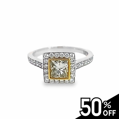 14K Two-Tone White and Yellow Gold Engagement Ring
