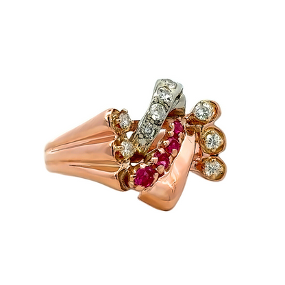 Kirkland Jewelry Estate | 14K Rose Gold Diamond and Ruby Ring