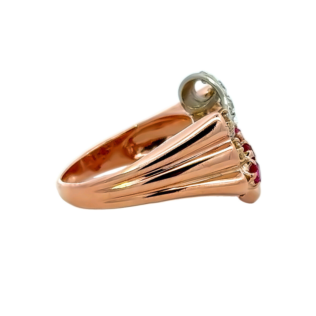 Kirkland Jewelry Estate | 14K Rose Gold Diamond and Ruby Ring