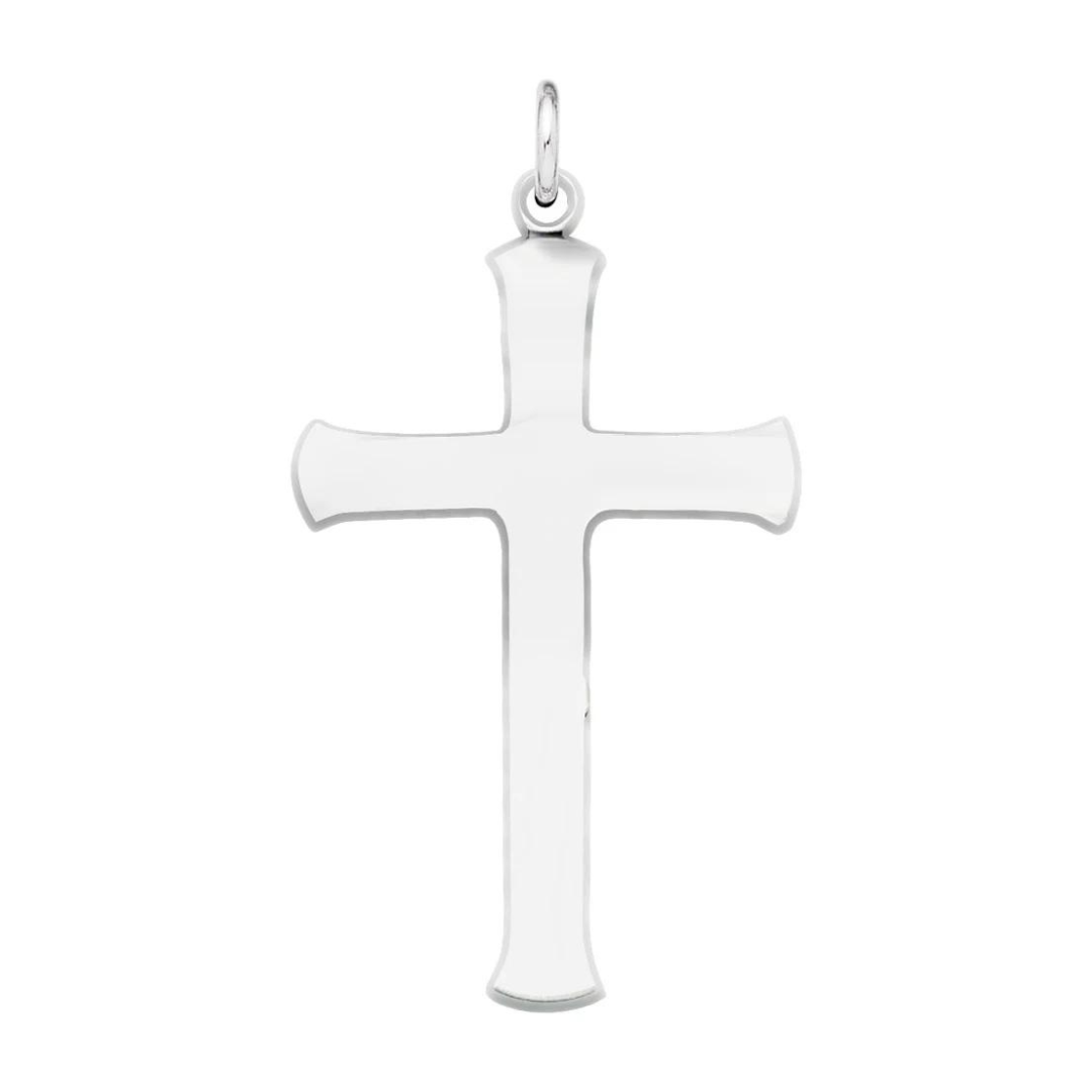 Sterling Silver Polished Cross with Curved Edges