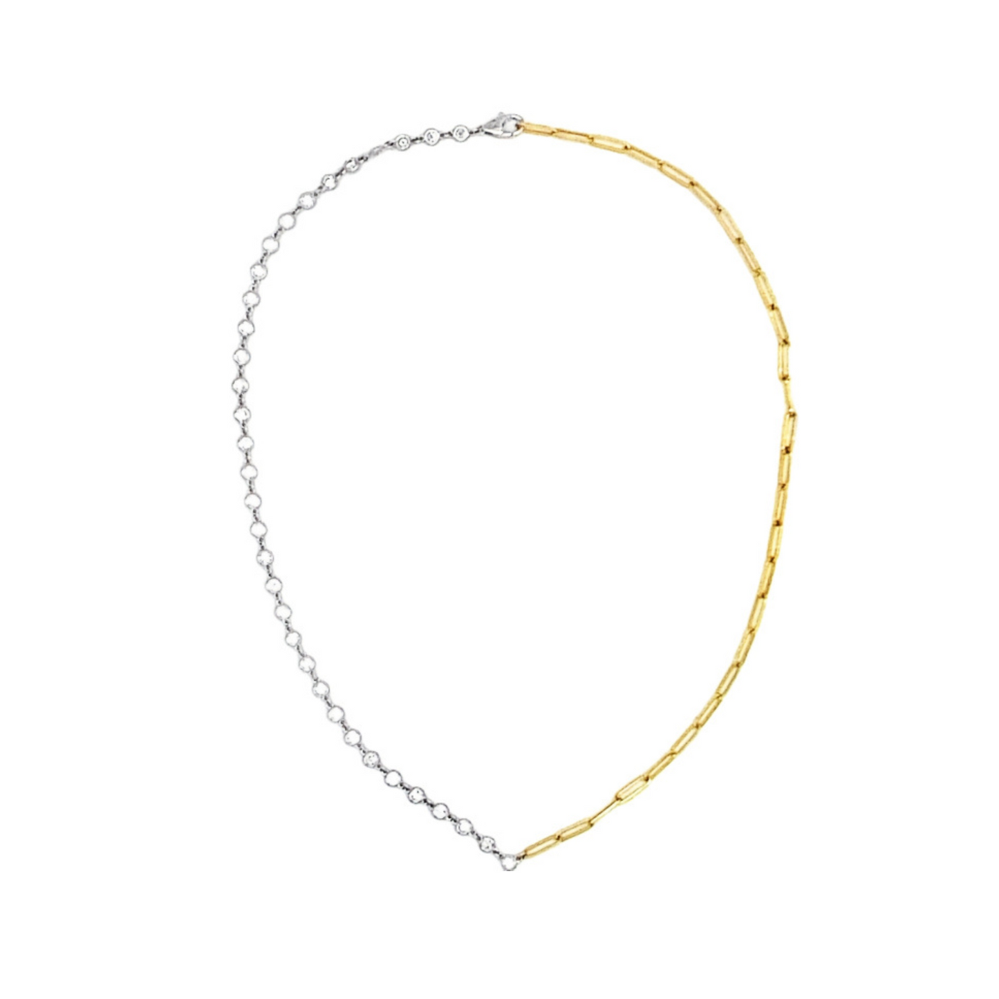 14K Two-Tone Gold Diamond Paperclip Necklace