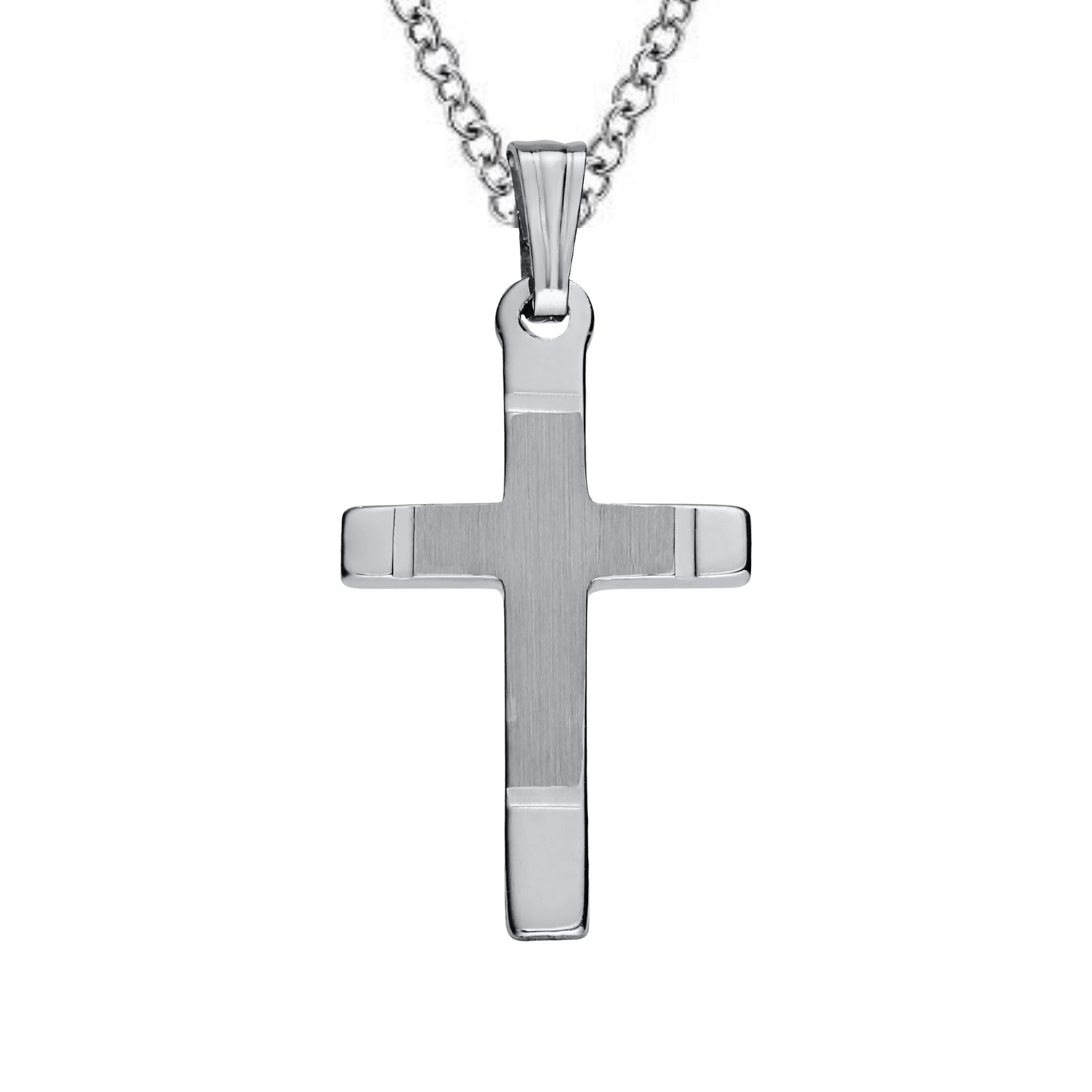 Marathon | Sterling Silver Cross with High Polished Ends Necklace