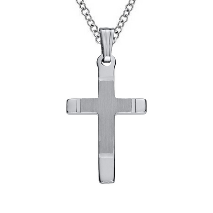 Sterling Silver Cross with High Polished Ends Necklace