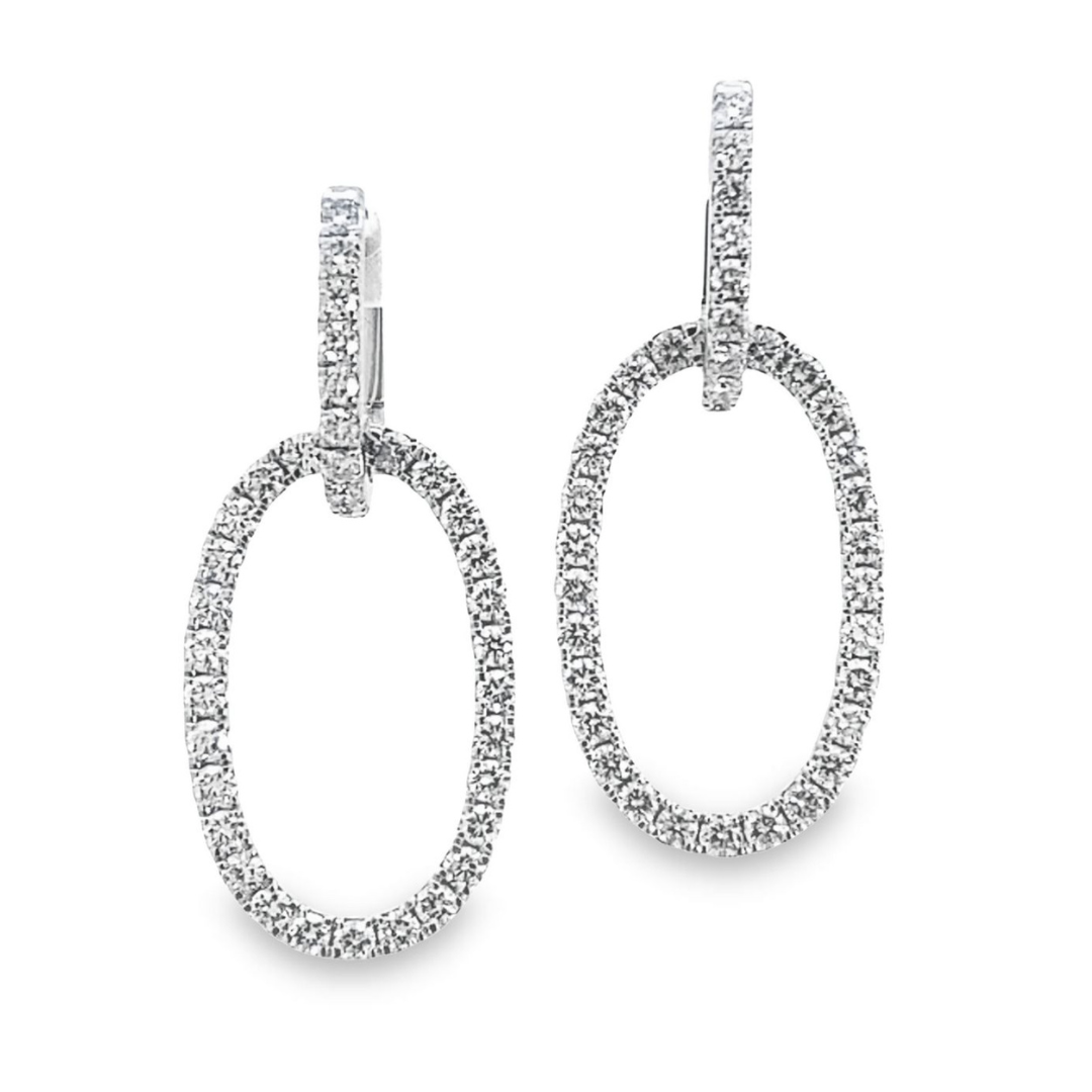 Stern International | 14K White Gold Diamond Drop Hoop Earrings