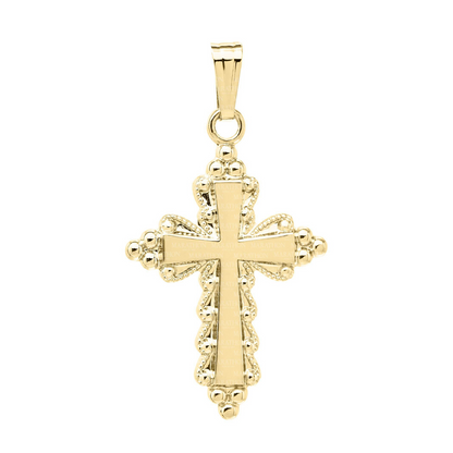 Gold Filled Cross Necklace with Beaded Border