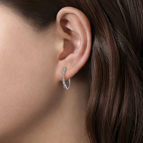 Gabriel & Co | Vintage Inspired 14K White Gold 20mm Classic Diamond Hoop Earrings