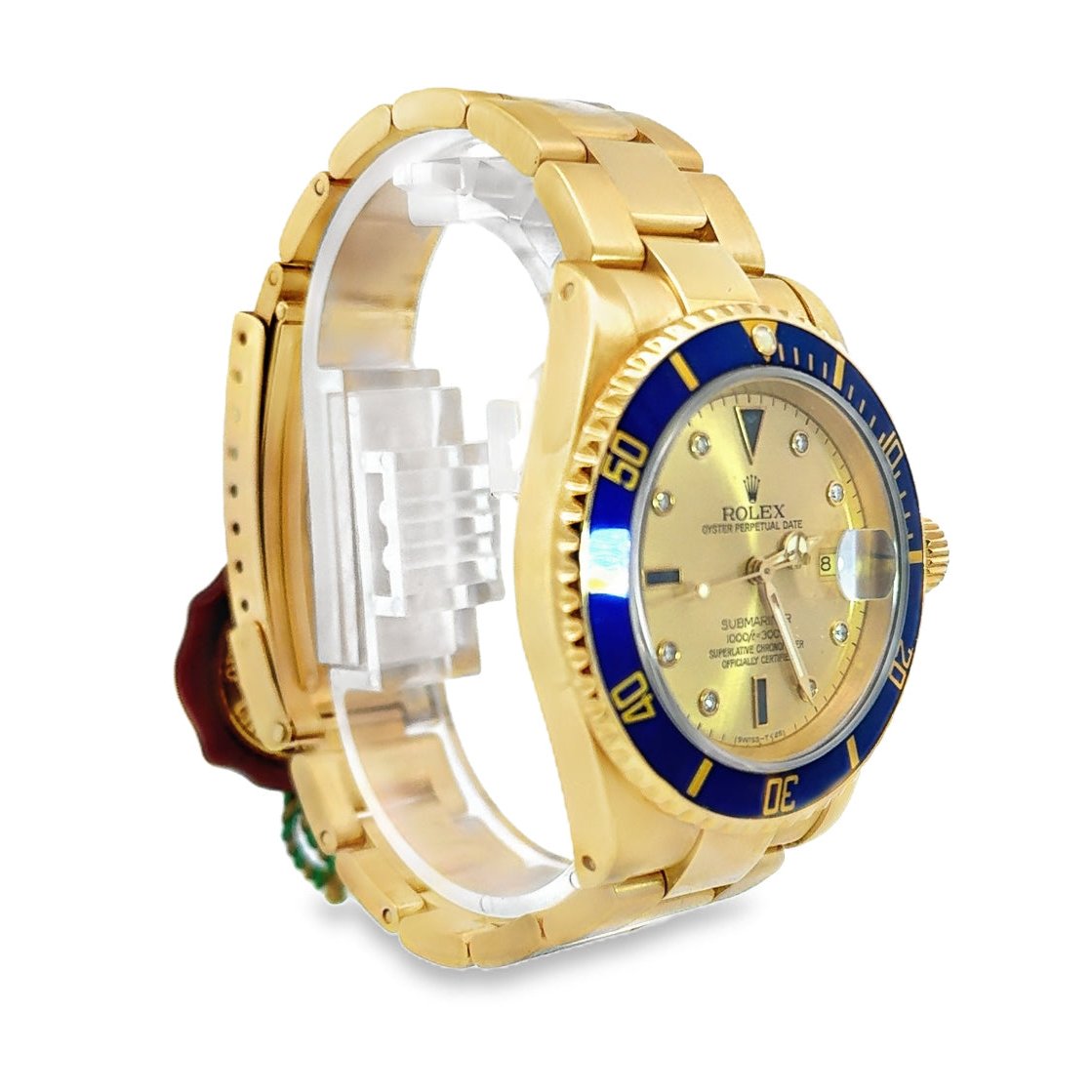 Kirkland Jewelry Estate | Rolex 18K Yellow Gold Sapphire and Diamond Dial Submariner 16618