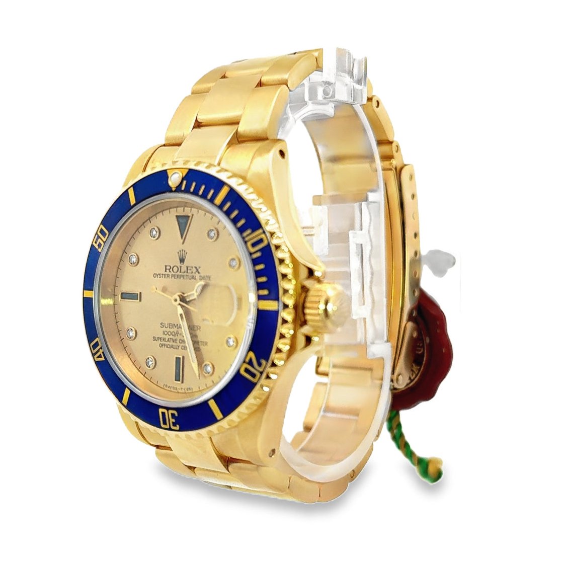 Kirkland Jewelry Estate | Rolex 18K Yellow Gold Sapphire and Diamond Dial Submariner 16618