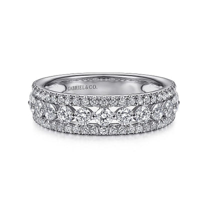 Wide 14K White Gold Diamond Anniversary Band - 1.05ct