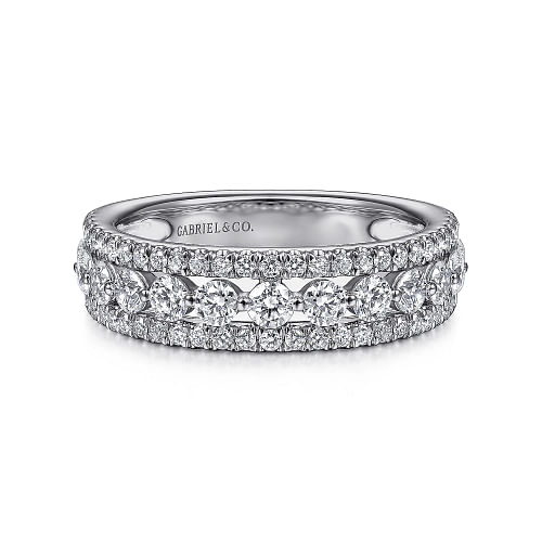 Gabriel & Co | Wide 14K White Gold Diamond Anniversary Band - 1.05 ct