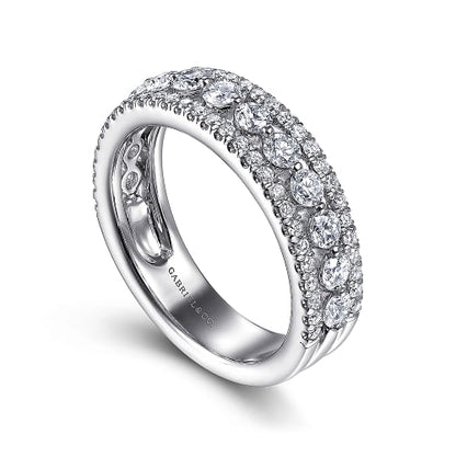 Wide 14K White Gold Diamond Anniversary Band - 1.05ct