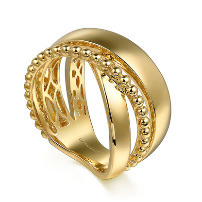 14K Yellow Gold Bujukan Criss Cross Ring