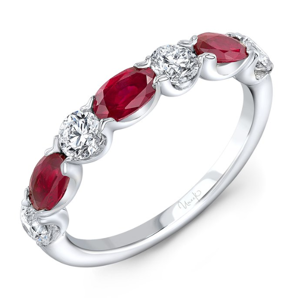 Uneek | Precious Collection 1-Row Oval Shaped Ruby Fashion Ring