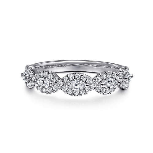 14K White Gold Diamond Wedding Band