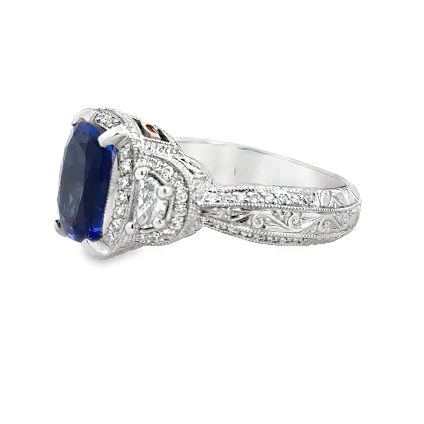 14K White Gold Tanzanite and Diamond Ring