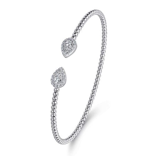 14K White Gold Diamond Pear Shape Bujukan Bangle