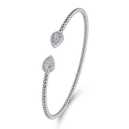 14K White Gold Diamond Pear Shape Bujukan Bangle