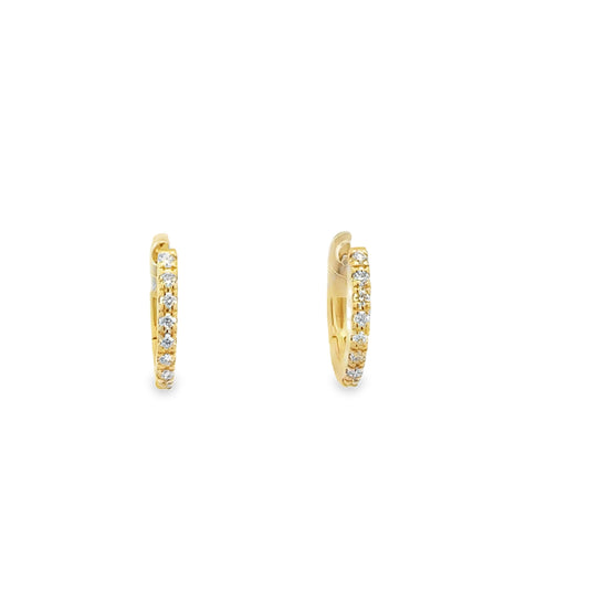 14K Yellow Gold Diamond Huggie Earrings - 0.75 Carats