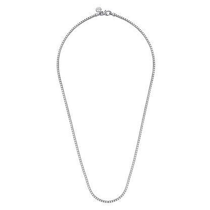 22" 2.5mm 925 Sterling Silver Solid Mens Box Chain Necklace