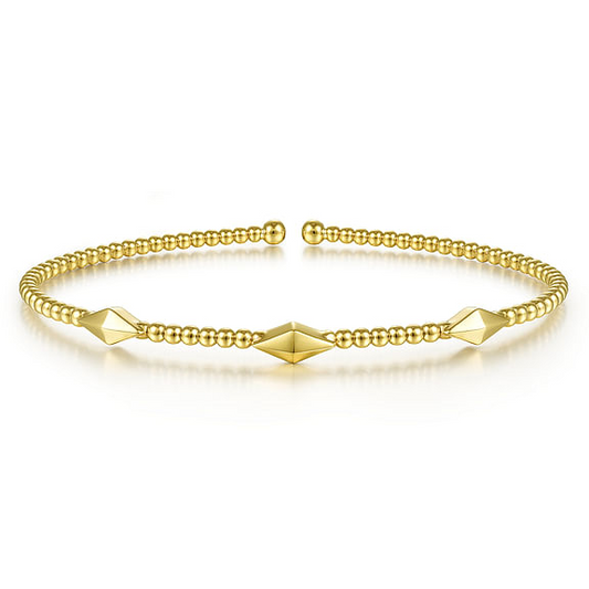 14K Yellow Gold Bujukan Pyramid Stations Bangle