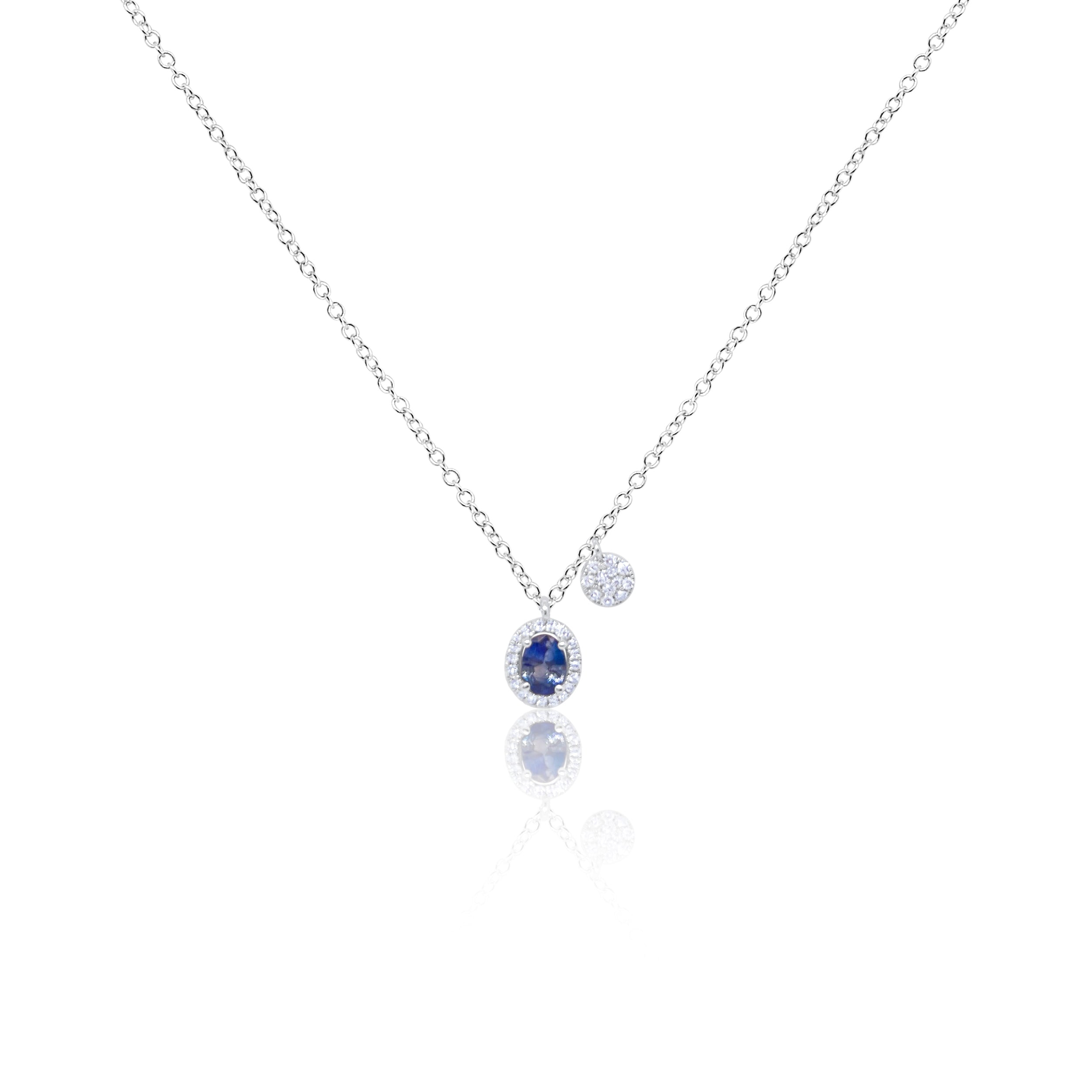 14k White Gold Necklace with Bezel Set Diamonds | Meira T Boutique