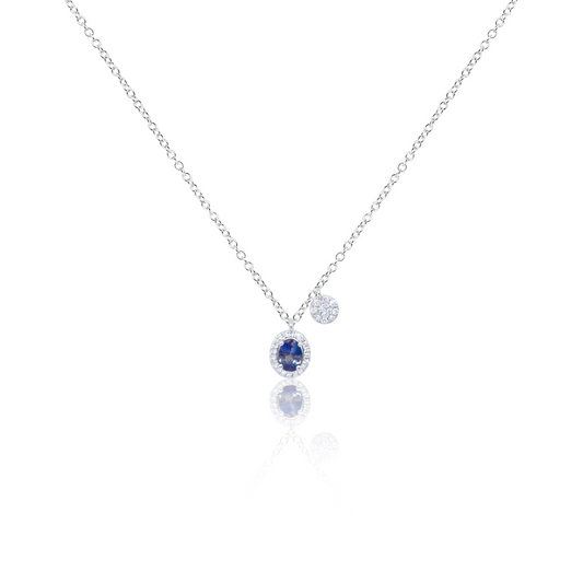 Meira T Designs | Dainty Blue Sapphire and Diamond Necklace