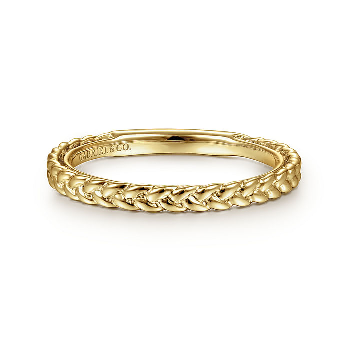 14K Yellow Gold Braided Stackable Ring