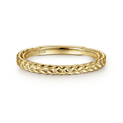 14K Yellow Gold Braided Stackable Ring