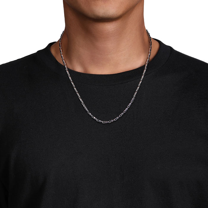 22" 925 Sterling Silver Hollow Men's Link Chain Necklace