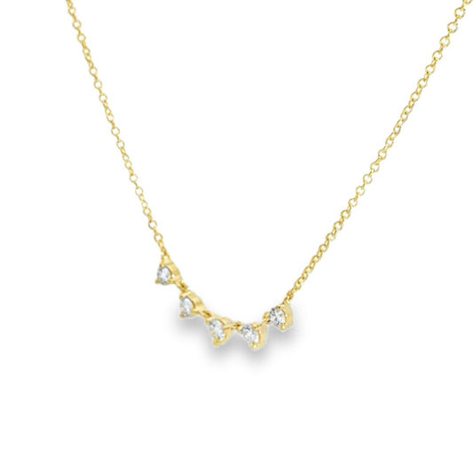 14K Diamond Five Stone Necklace