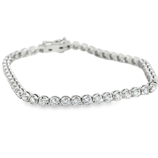 14K White Gold Diamond Tennis Bracelet - 3.36 Carats