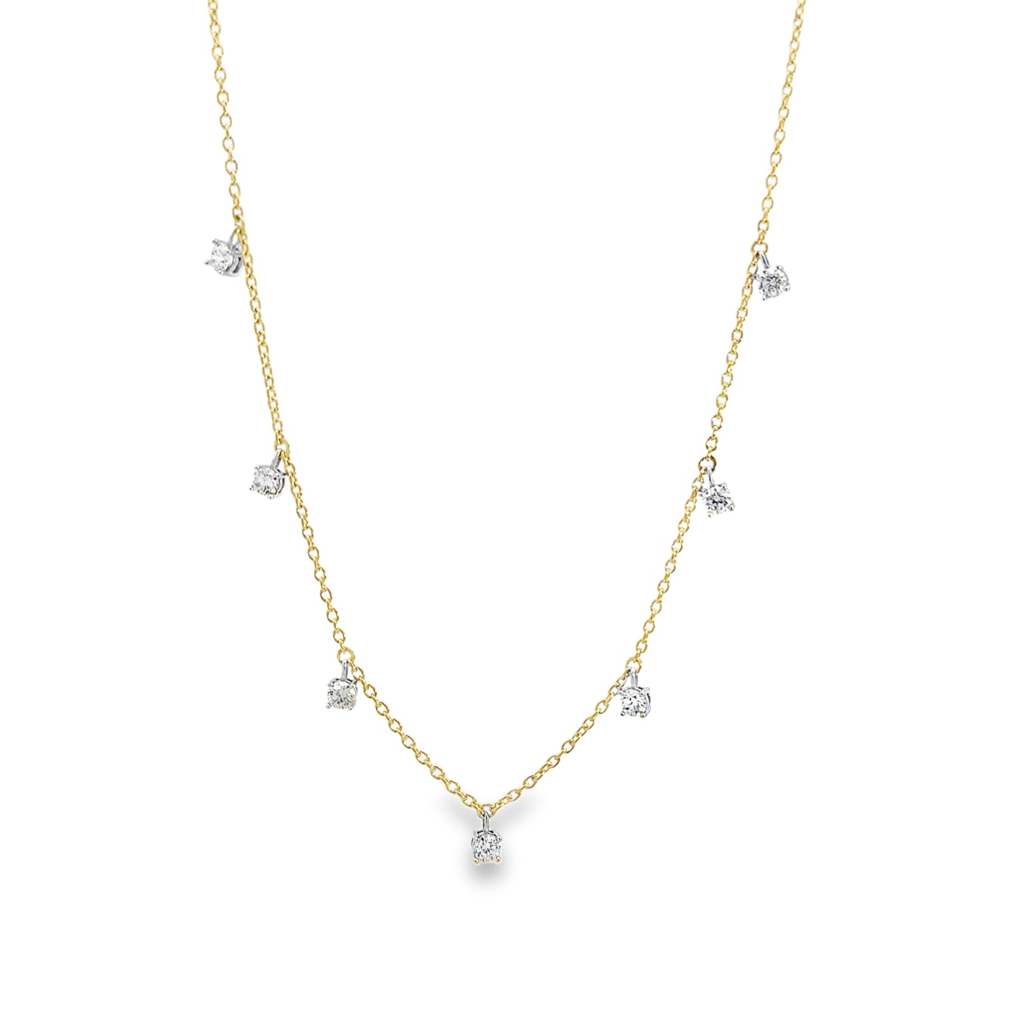 14K Yellow Gold Station Necklace - 18"