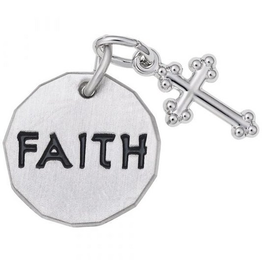 Faith Tag with Cross Accent Charm