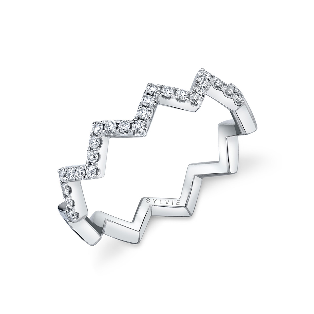 14KW GOLD AND DIAMOND CHEVRON RING