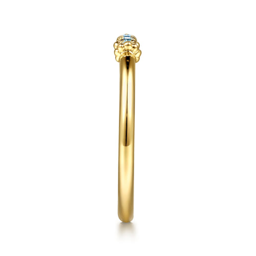 14K Yellow Gold Bujukan Blue Topaz Stackable Ring (.09 CTW)