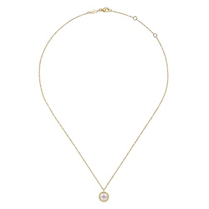 14K Yellow Gold Bujukan Pearl Pendant Necklace