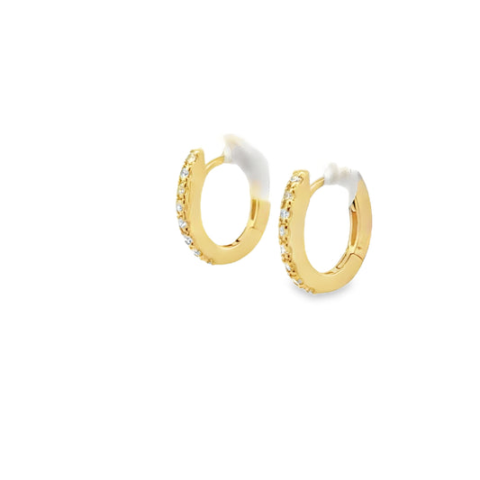 14K Yellow Gold Diamond Huggie Earrings - 0.75 Carats
