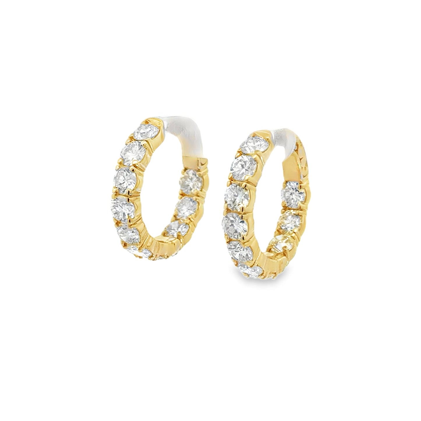 14K Yellow Gold Diamond Hoop Earrings - 4.53 Carats