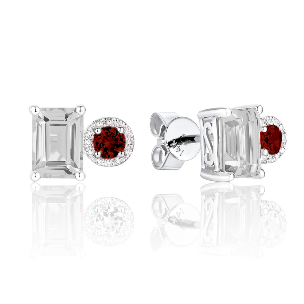 Dual Gemstone Bond-Style Stud Earrings