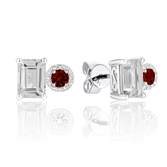 Dual Gemstone Bond-Style Stud Earrings