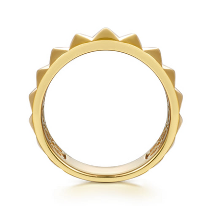 14K Yellow Gold Pyramid Bold Stackable Cigar Band – Kaslique Collection